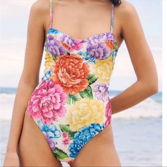 Farm Rio Chita Rainbow One Piece Swimsuit Bathing Suit Swim - Picture 1 of 7